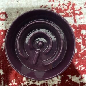 Le Tauci Pet, Plum Purple Maze Pet Bowl. Ceramic.
